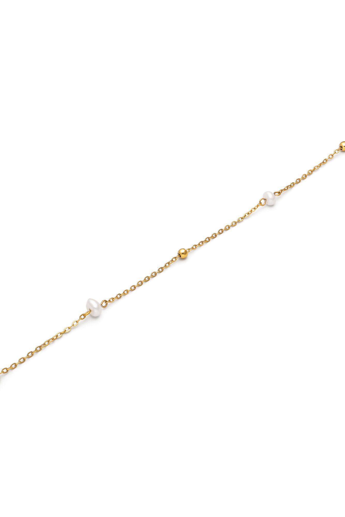 Singularu Tobillera Little Pearl Acero Ba&ntilde;o Oro