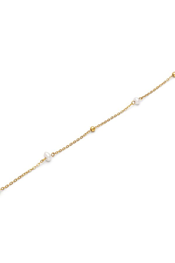 Singularu Tobillera Little Pearl Acero Ba&ntilde;o Oro amarillo
