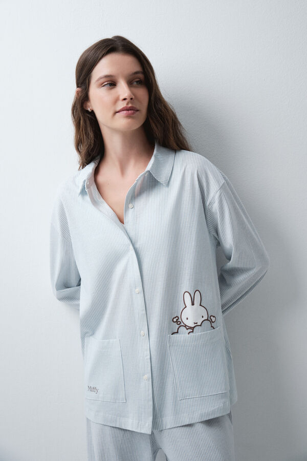 Women'secret Pijama largo camisero rayas Miffy estampado