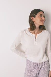 Women'secret Camiseta manga larga 100% algod&oacute;n blanco