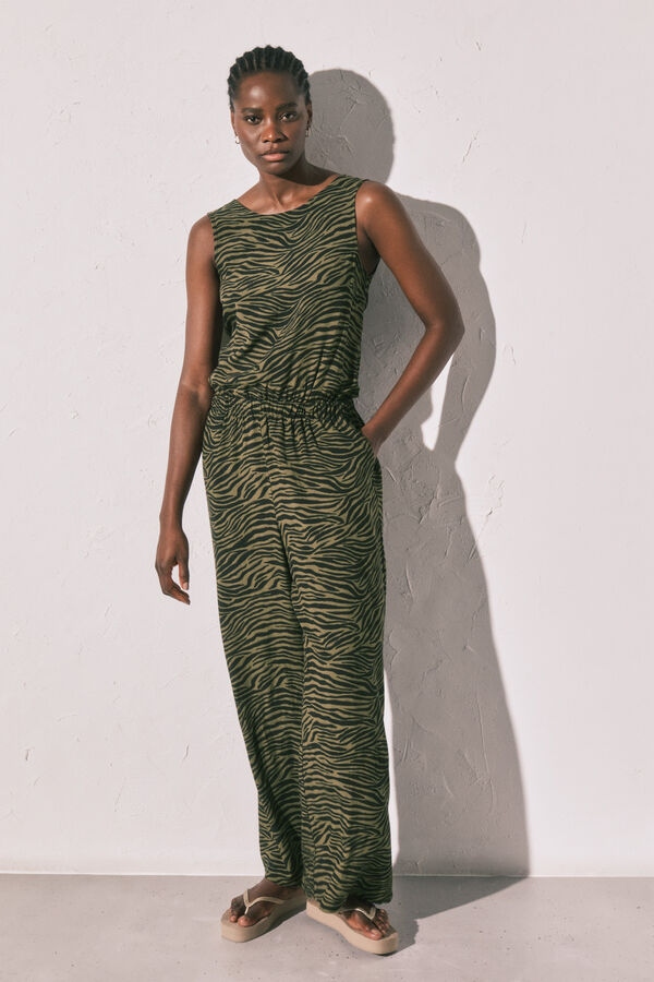 Women'secret Mono largo animal print negro