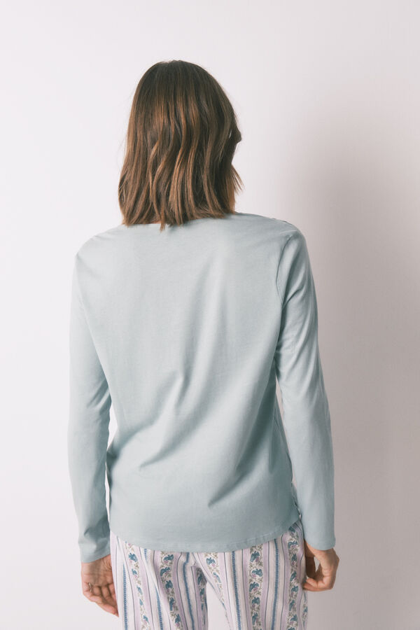 Women'secret Camiseta manga larga 100% algod&oacute;n verde verde