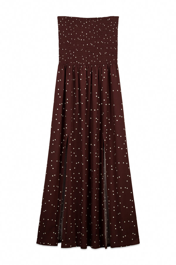 Women'secret Vestido largo strapless estampado lunares estampado