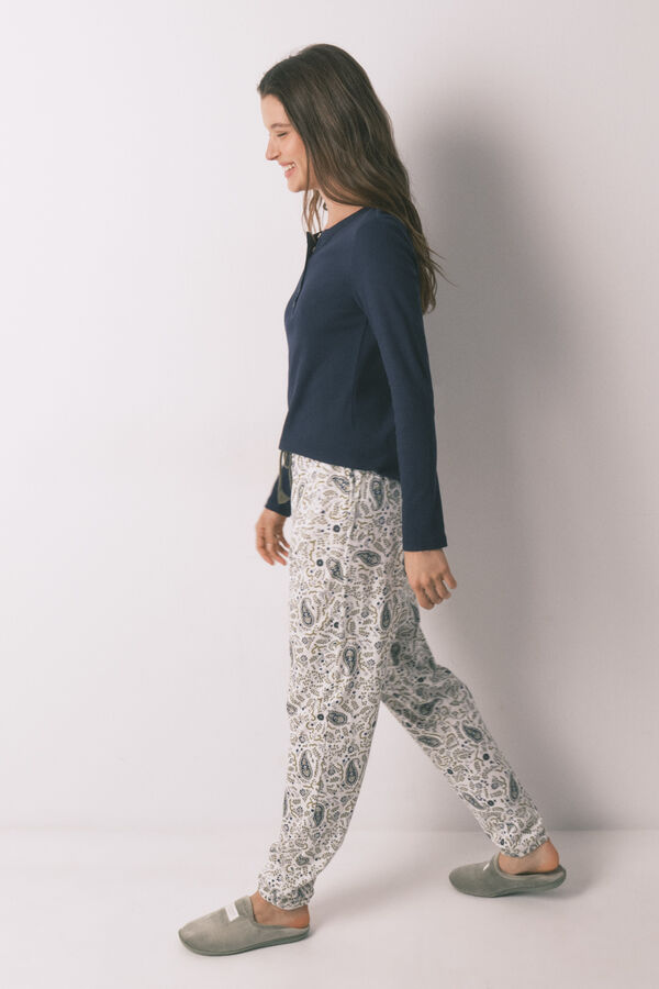 Women'secret Pantal&oacute;n largo algod&oacute;n estampado Paisley estampado