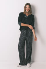 Women'secret Camiseta manga larga waffle negro negro