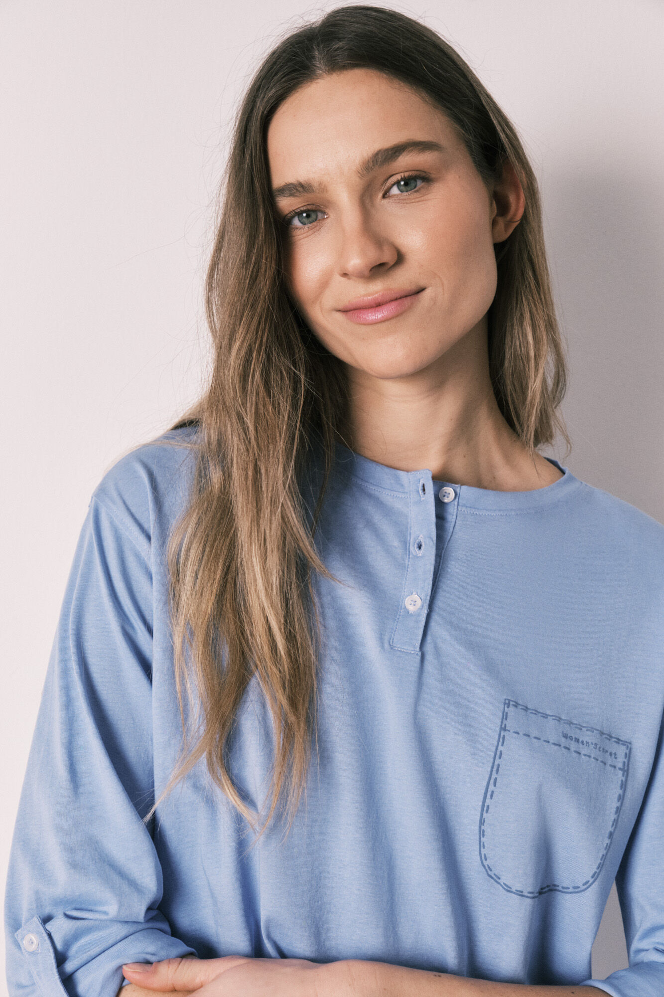 Women'secret Pijama largo algod&oacute;n pantal&oacute;n rayas azul