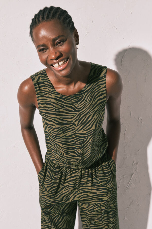 Women'secret Mono largo animal print negro