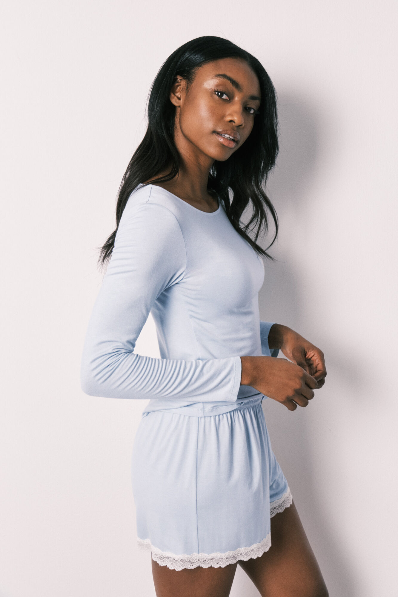 Women'secret Pijama corto viscosa tacto suave azul