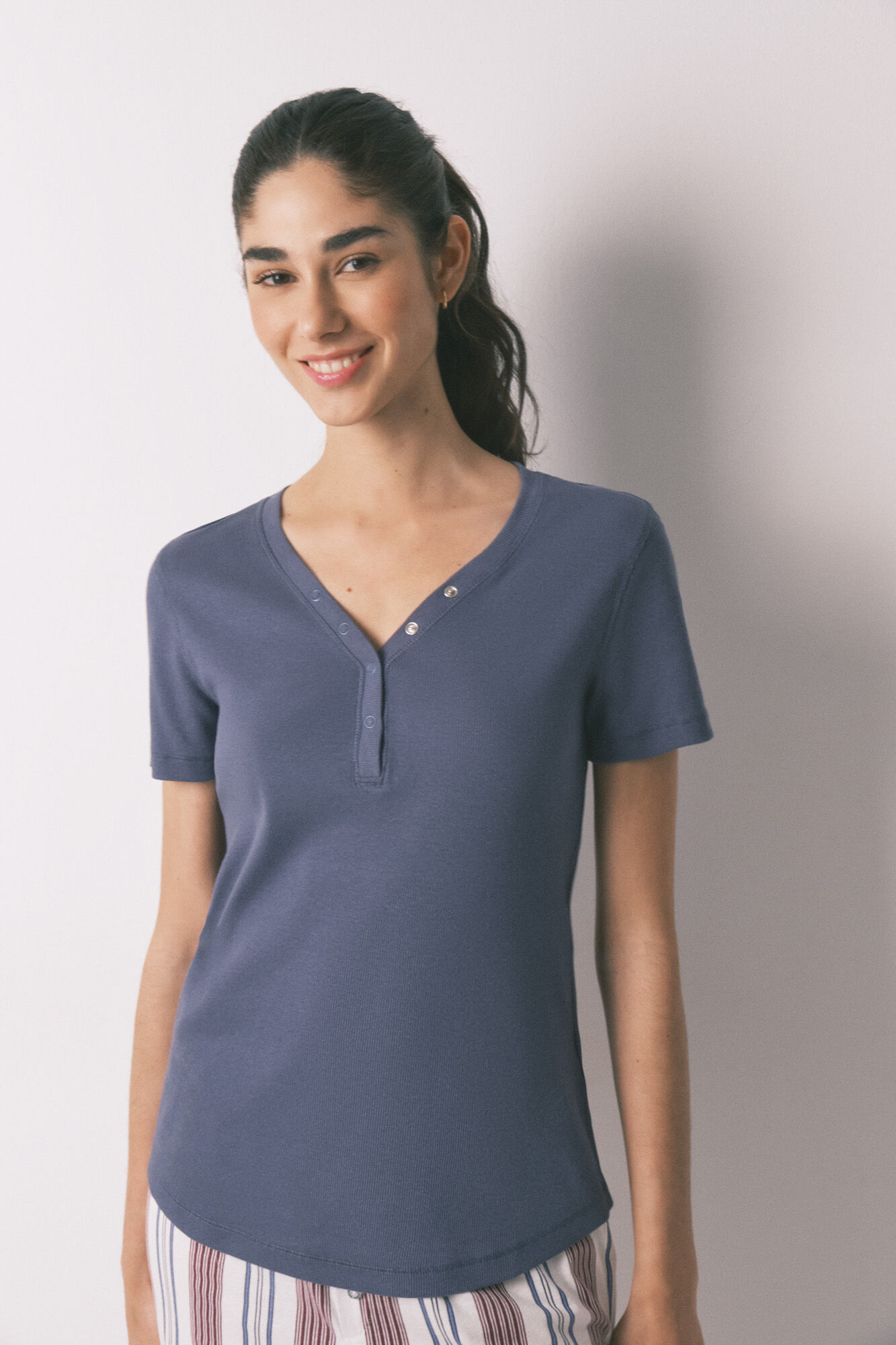 Women'secret Camiseta manga corta algod&oacute;n canal&eacute; azul