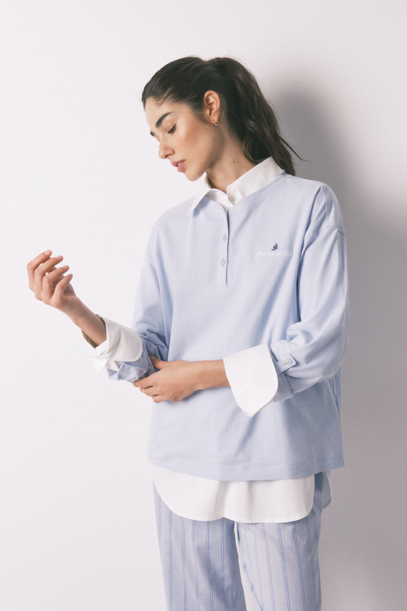 Women'secret Camiseta manga larga 100% algod&oacute;n azul