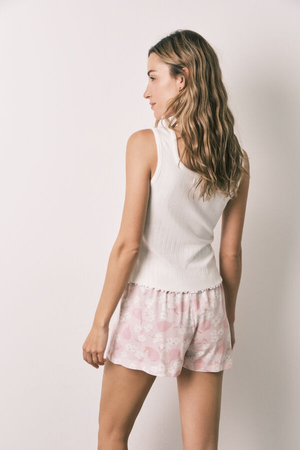 Women'secret Pijama corto tirantes algod&oacute;n blanco estampado