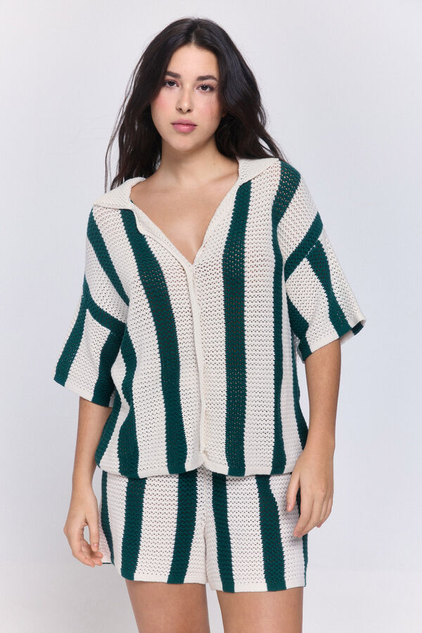 Pieces Camiseta punto estampada blanco