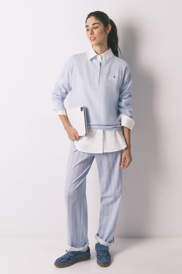 Women'secret Camiseta manga larga 100% algod&oacute;n azul azul