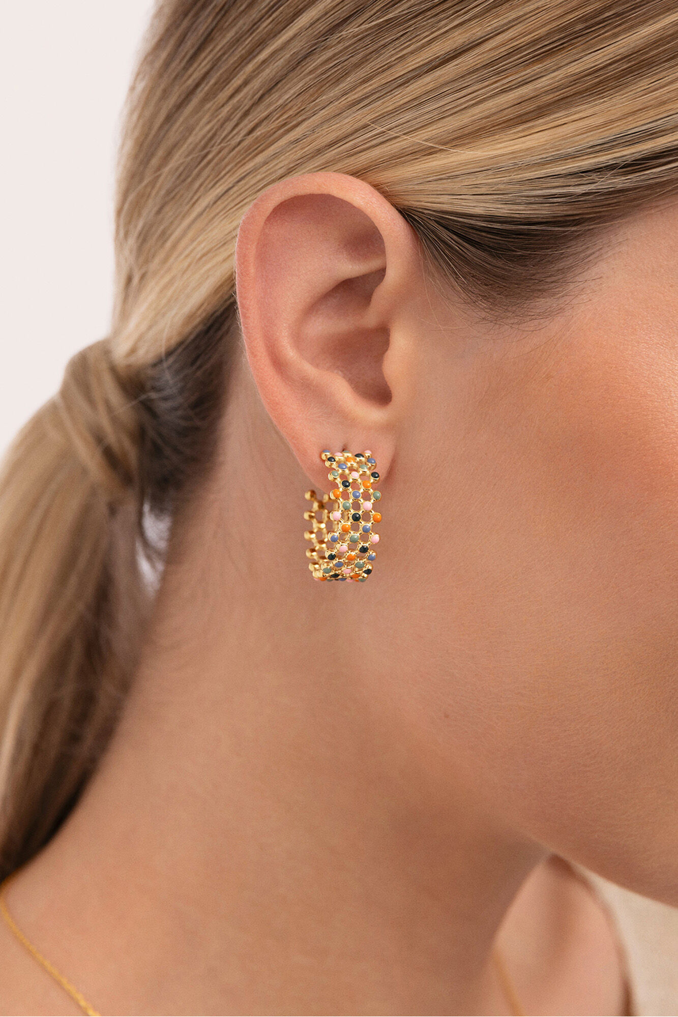 Singularu Pendientes Mini Bomb Enamel  Oro 