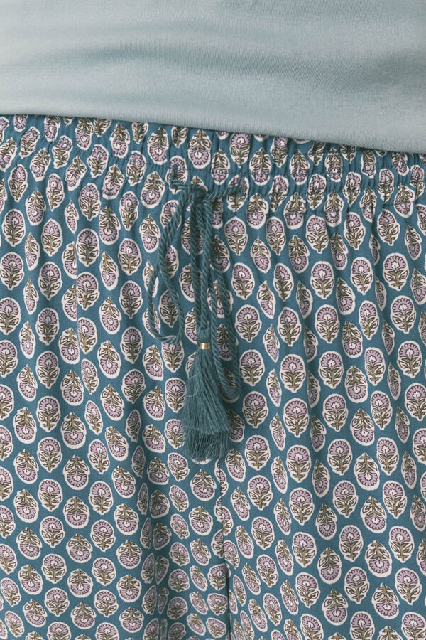 Women'secret Pantal&oacute;n largo carrot viscosa print sellos verde