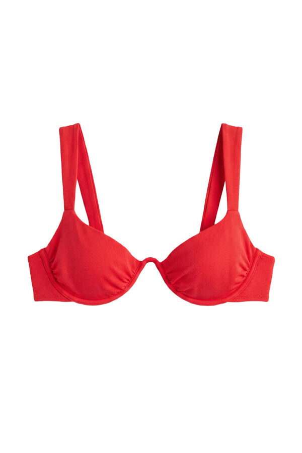 Women'secret Top bikini aro continuo rojo textura rojo