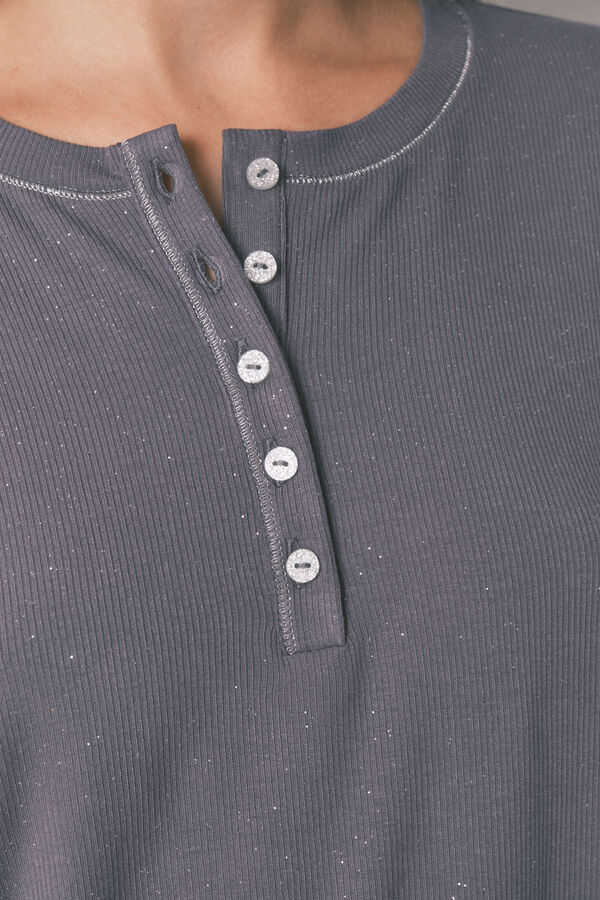 Women'secret Camiseta manga larga viscosa gris brillo gris