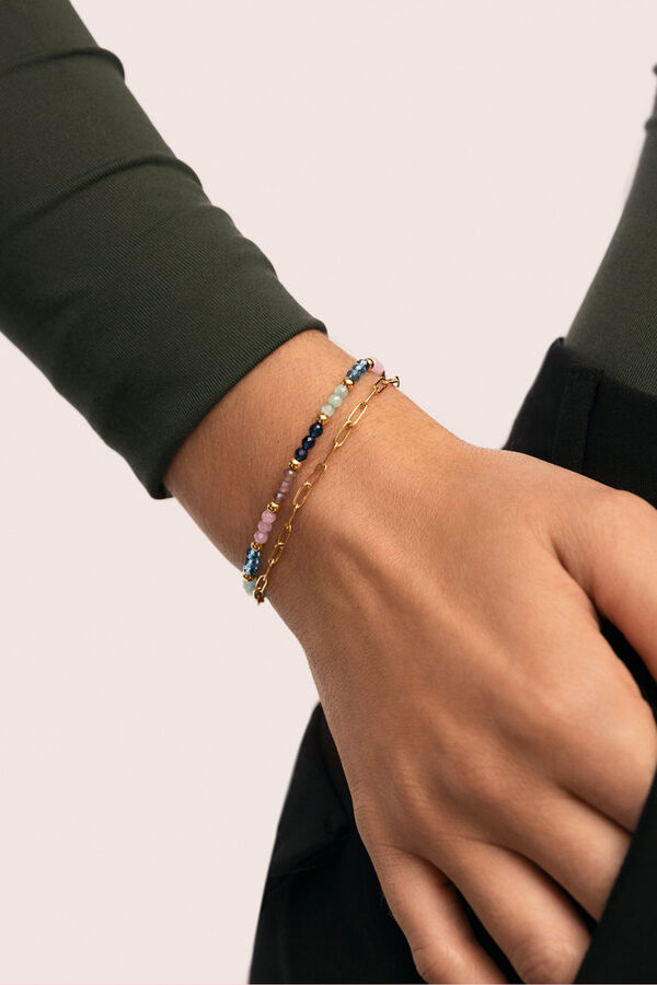 Singularu Pulsera Dye Dots Bruma Acero Ba&ntilde;o Oro amarillo