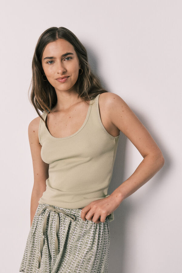 Women'secret Pijama corto algod&oacute;n verde kaki