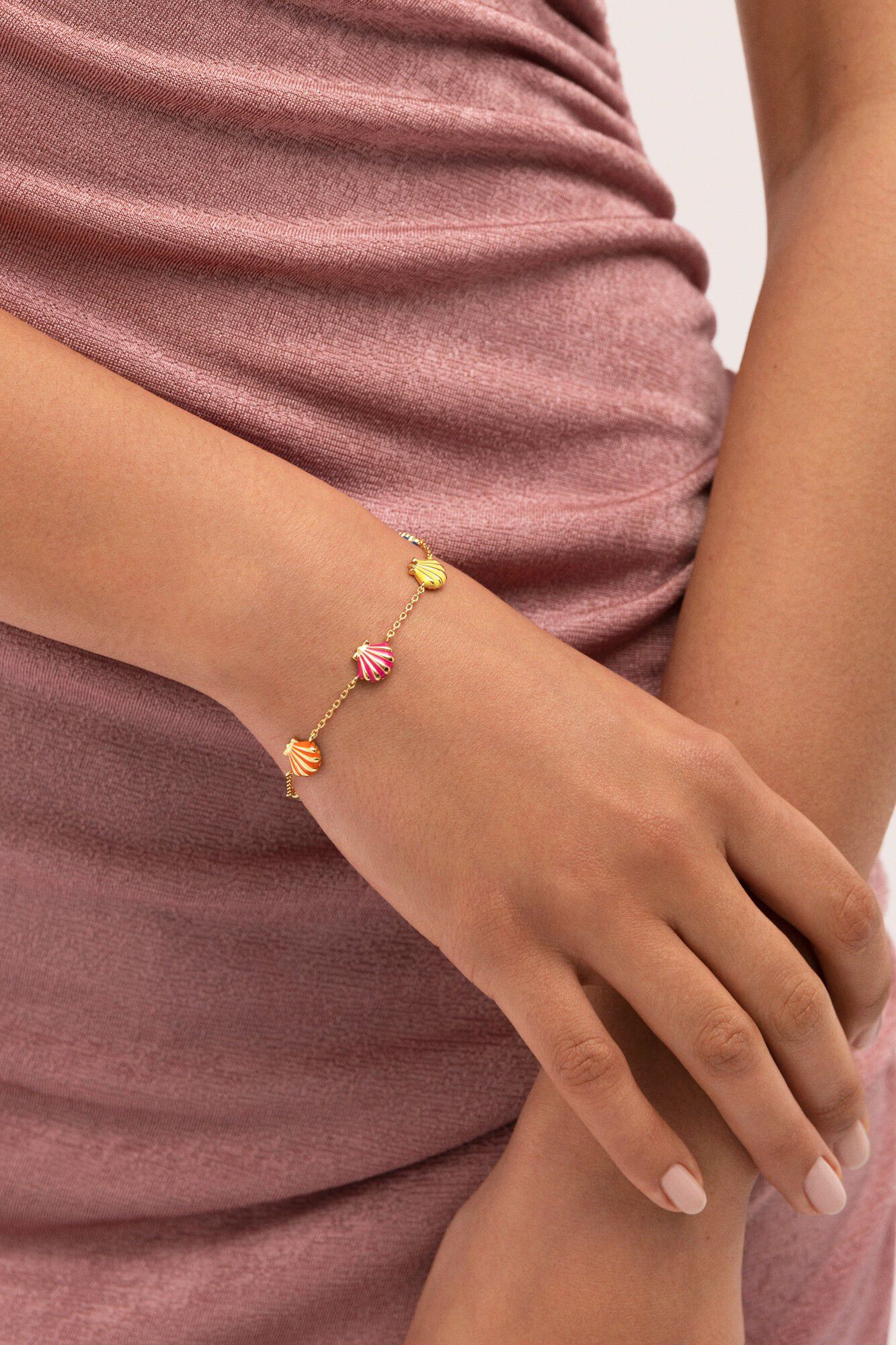 Singularu Pulsera Conchas Enamel Ba&ntilde;o Oro
