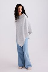 Pieces Poncho de punto con brillo gris