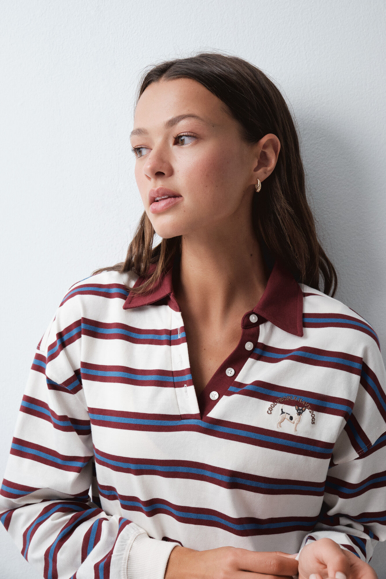 Women'secret Polo rayas blanco granate