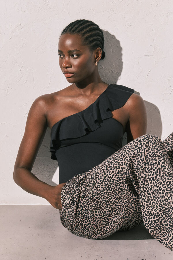 Women'secret Pantal&oacute;n fluido animal print blanco