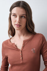 Women'secret Camiseta manga larga marr&oacute;n marr&oacute;n