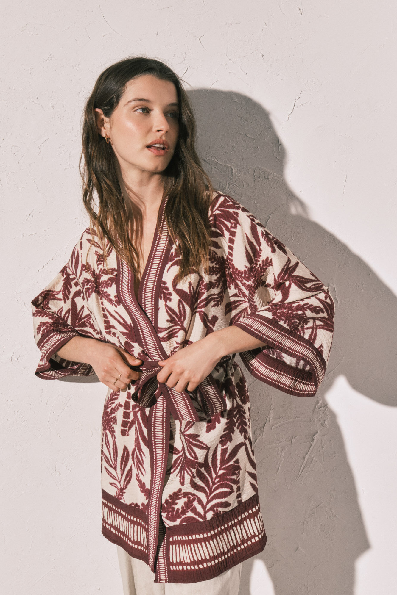 Women'secret Kimono estampado granate