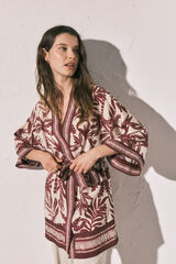 Women'secret Kimono estampado granate burdeos