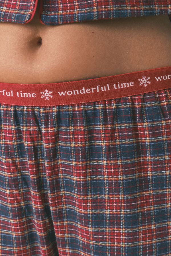 Women'secret Pijama camisero cuadros 100% algod&oacute;n azul