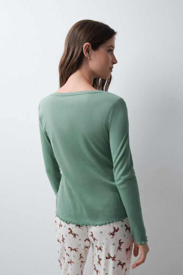 Women'secret Camiseta manga larga verde verde