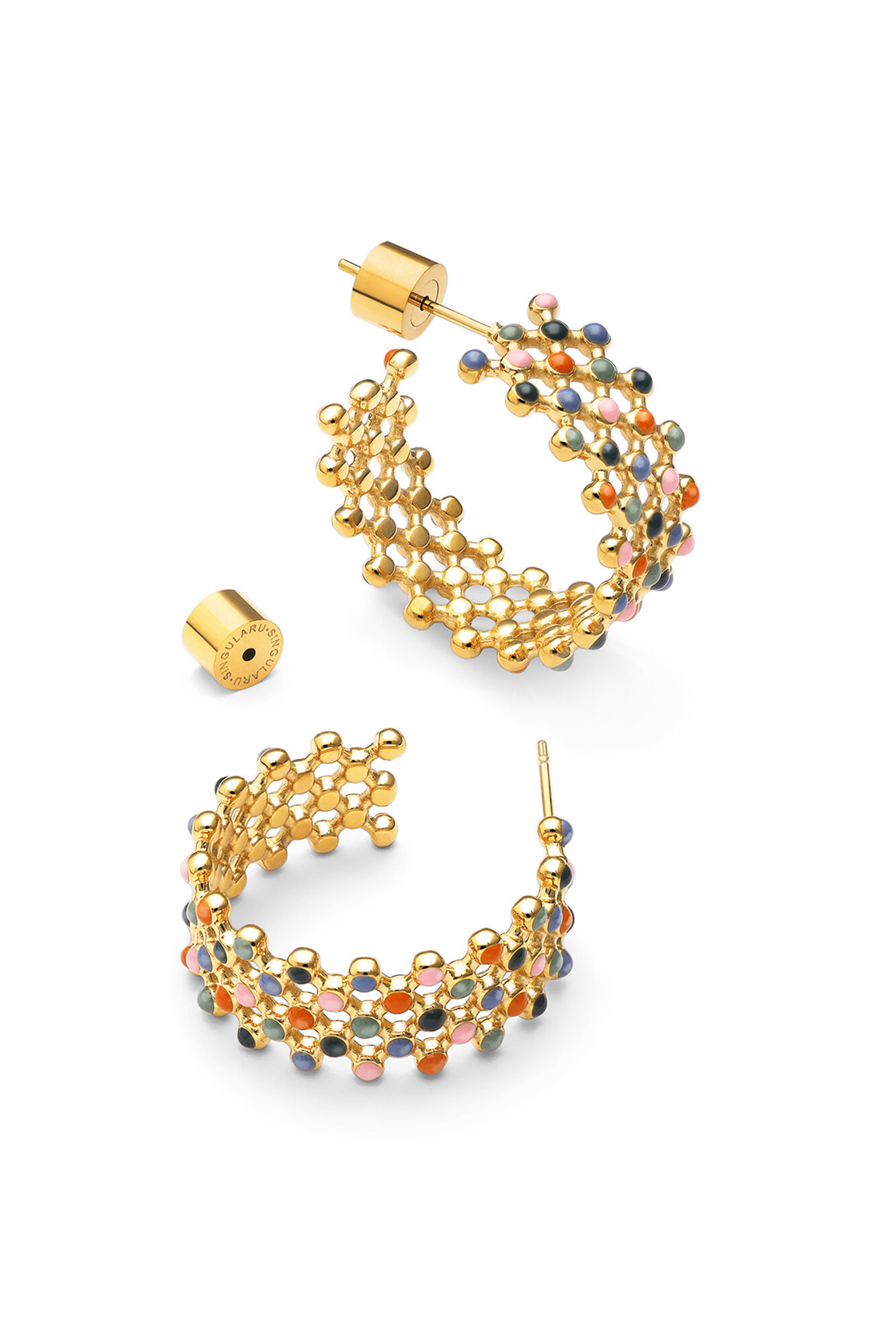 Singularu Pendientes Mini Bomb Enamel  Oro 