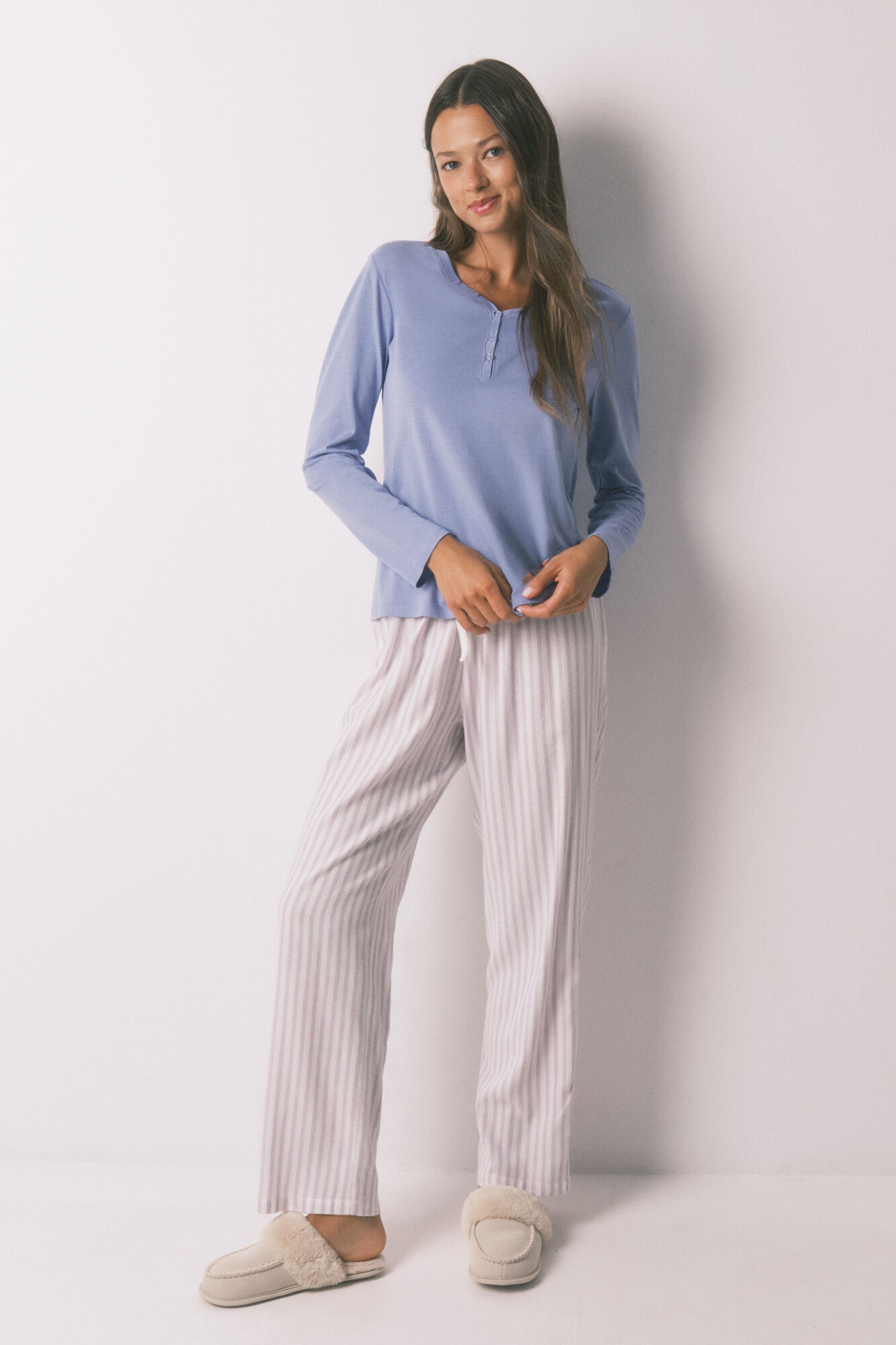 Women'secret Camiseta manga larga algod&oacute;n perchado lila