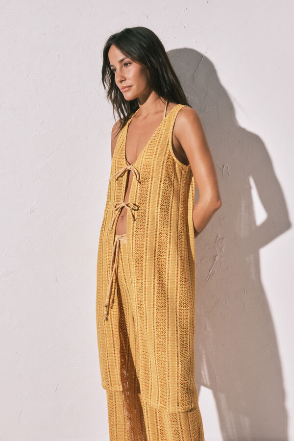 Women'secret T&uacute;nica larga abierta crochet multicolor estampado