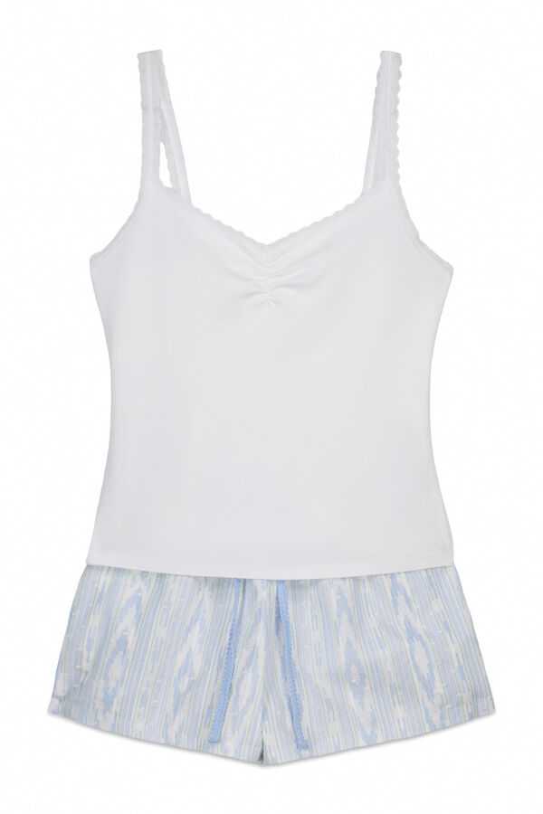 Women'secret Pijama corto tirantes algod&oacute;n blanco marfil