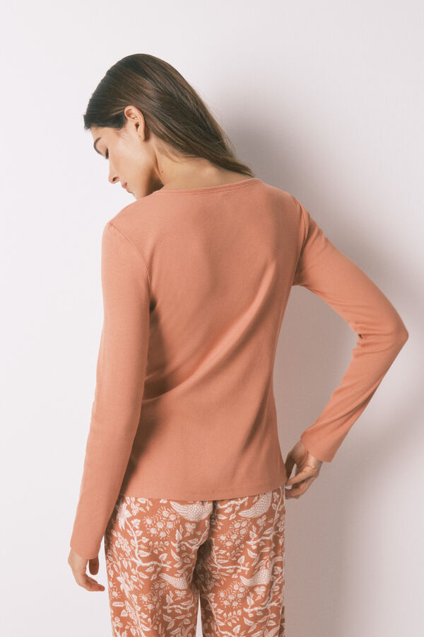 Women'secret Camiseta panadera algodón marrón naranja