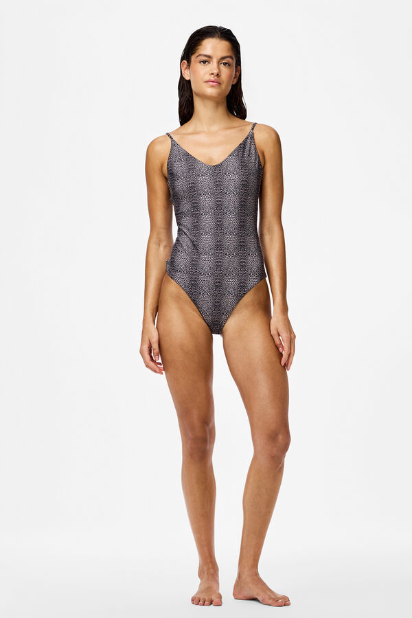 Pieces Ba&ntilde;ador triangular animal print negro