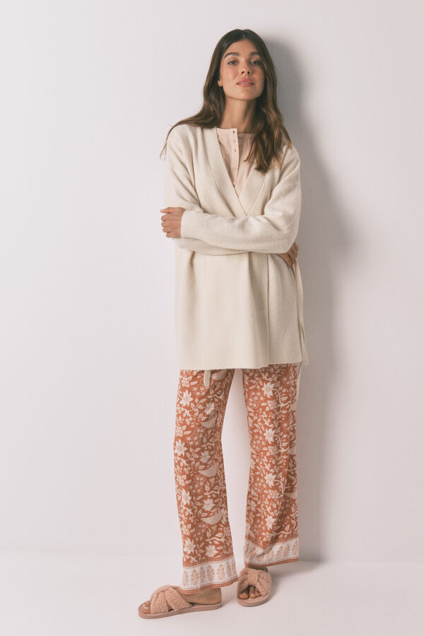 Women'secret Cárdigan tricot beige marfil