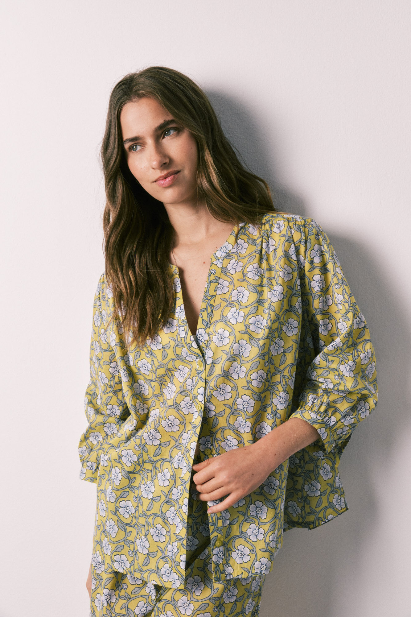 Women'secret Conjunto corto camisero estampado flores
