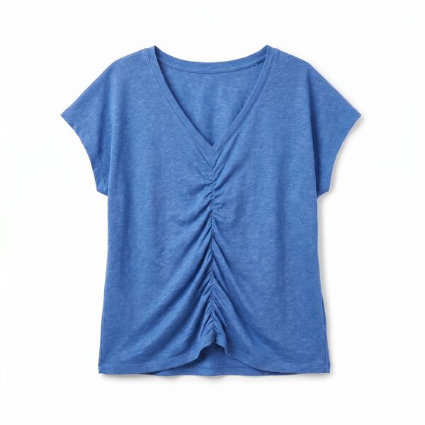 Women'secret Camiseta corta viscosa lino azul azul