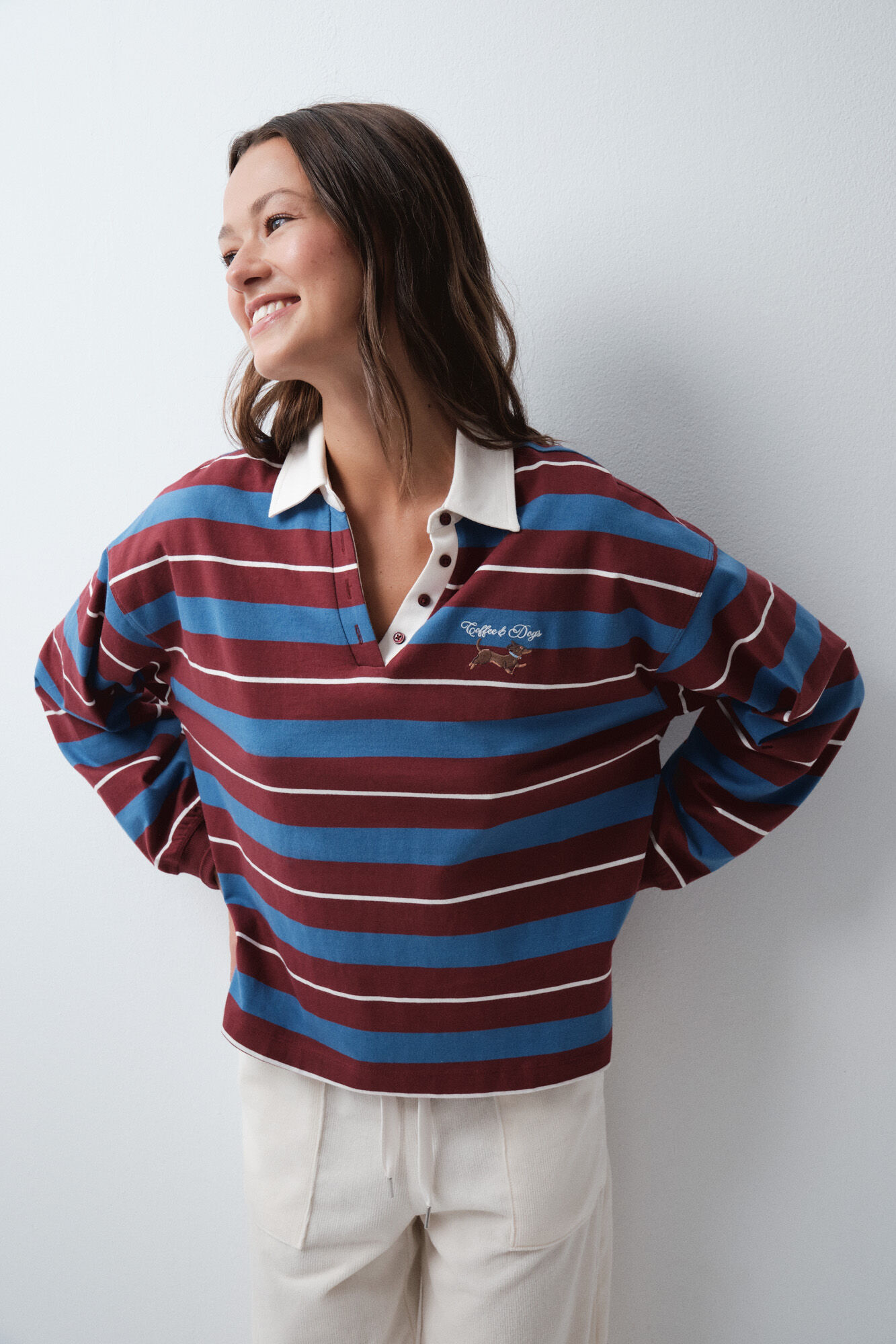 Women'secret Polo rayas azul granate