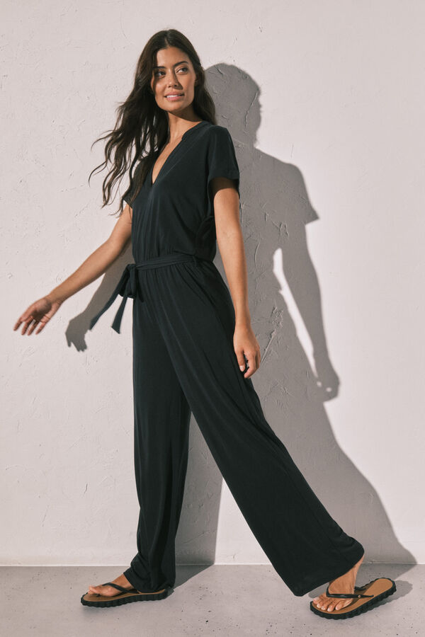 Women'secret Mono largo fluido negro negro