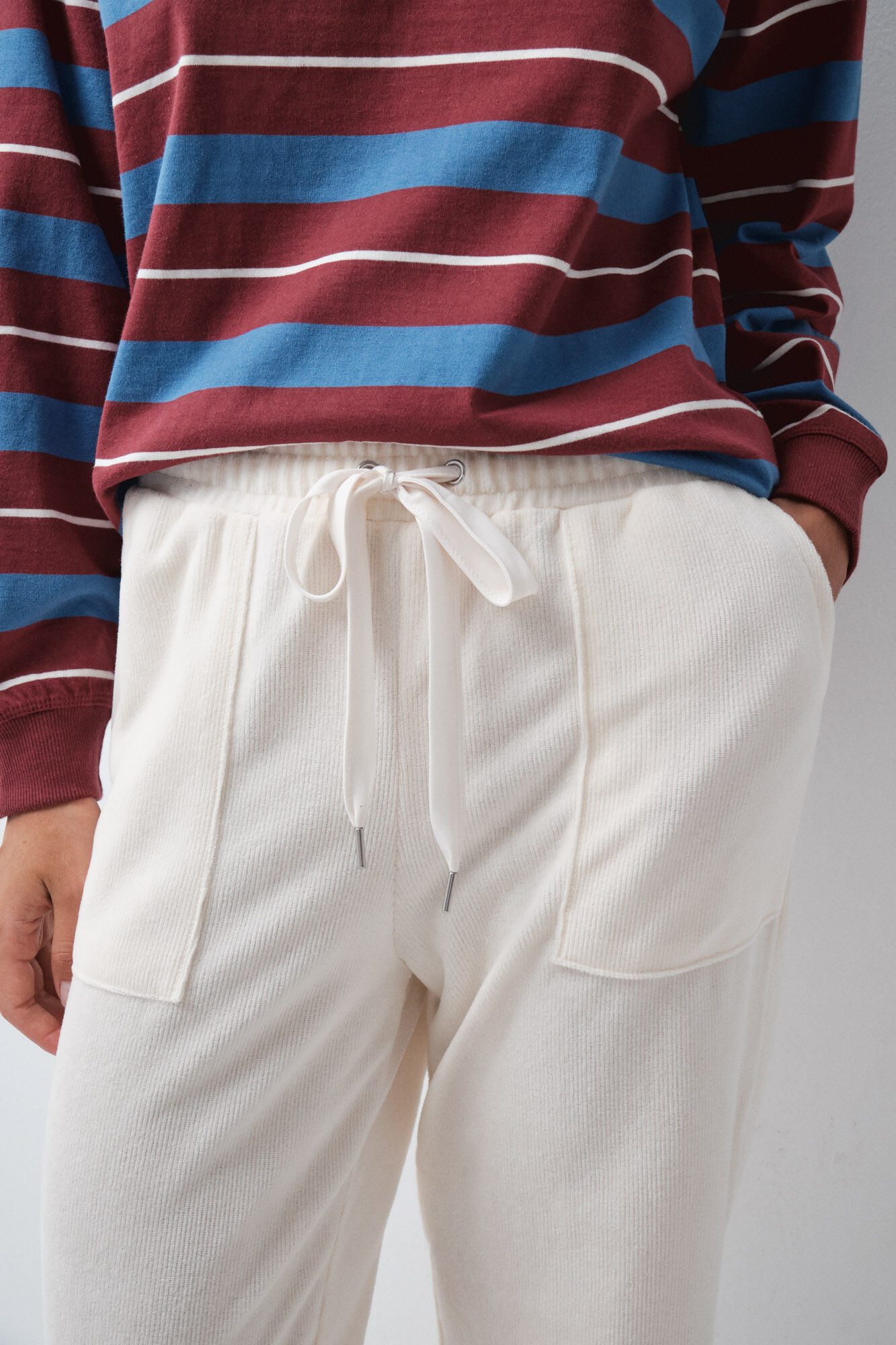 Women'secret Pantal&oacute;n largo pana blanco