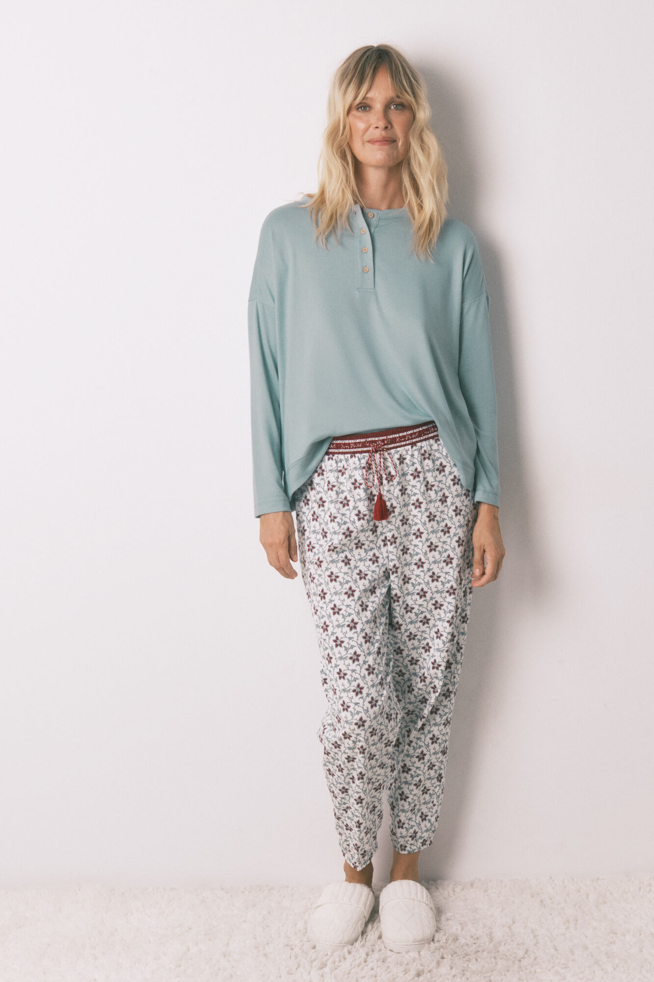 Women'secret Pantal&oacute;n largo 100% algod&oacute;n estampado flores