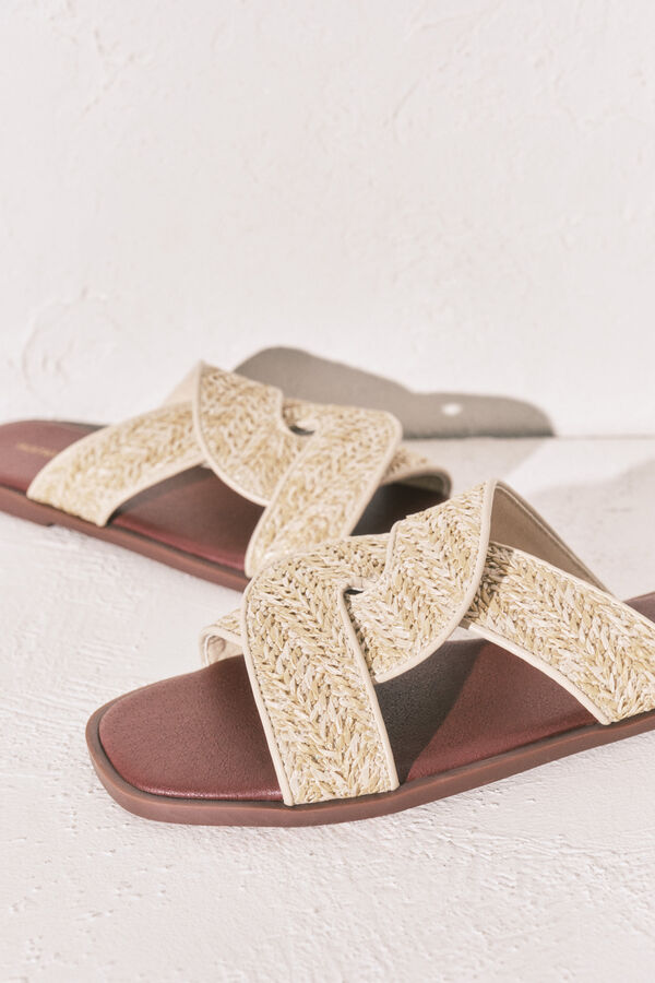 Women'secret Sandalias rafia granate y arena burdeos