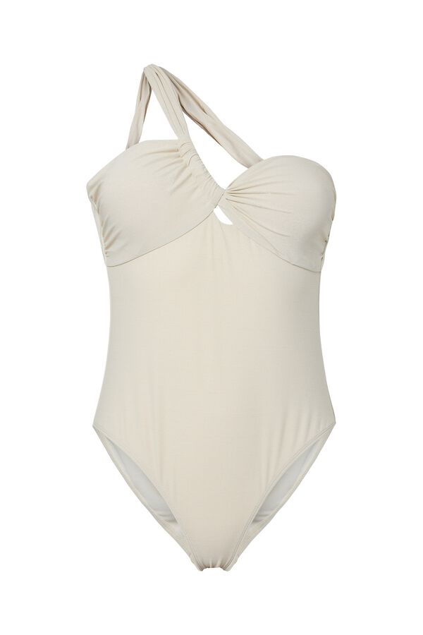 Pieces Ba&ntilde;ador nylon brillante un hombro blanco