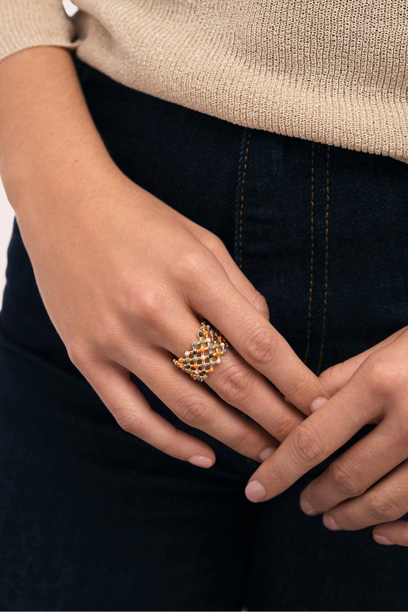 Singularu Anillo Mini Bomb Enamel Acer Oro 