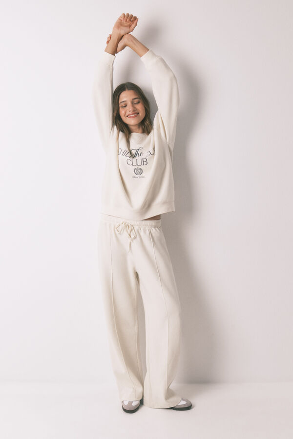 Women'secret Sudadera felpa algod&oacute;n blanco marfil