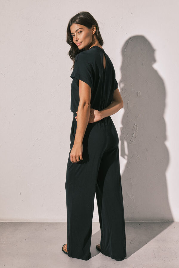 Women'secret Mono largo fluido negro negro